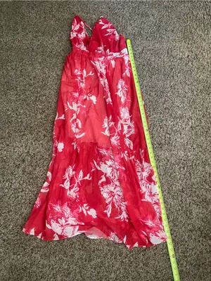 Amazon Red Floral V-Neck Maxi Dress thumbnail 3