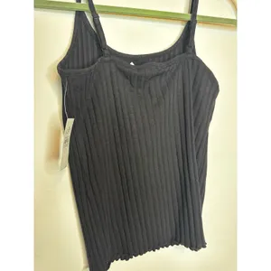 NWT LOFT Black Ribbed Lettuce Hem Cami Spaghetti Strap Tank Top Women Size S thumbnail 4