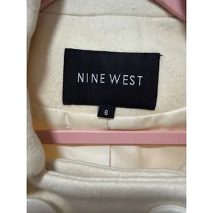 Nine West Womens Cream Wool Blend Double Breasted Cropped Pea Coat Jacket Size 6 thumbnail 3