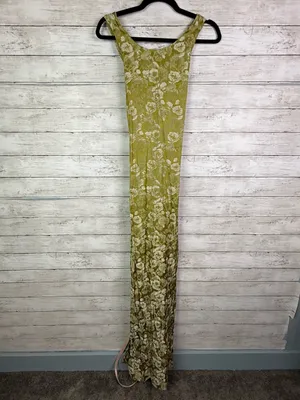 Lulus Lamila Chartreuse Floral Satin Column Maxi Dress Size Large thumbnail 4