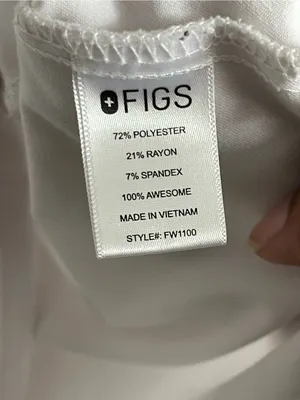 FIGS White V-Neck Scrub Top Sz XS thumbnail 7