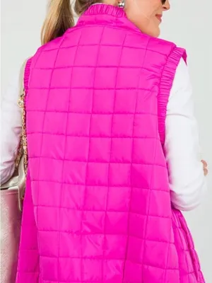 TCEC Quilted Cinch Trim Vest, Fuchsia thumbnail 2