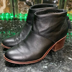 Toms Carpe Diern Leila Black Ankle Booties with Brown Heel Size 7 thumbnail 3