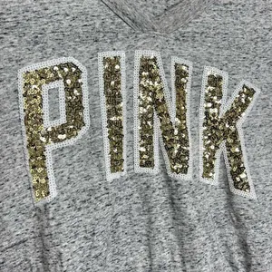 Pink Victoria’s Secret Bling V Neck T Shirt Gold Sequins Women’s Size Medium thumbnail 2