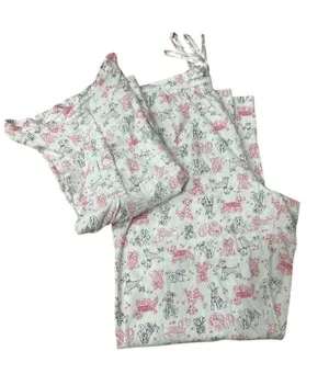 Carol Hochman Women's M Graphic Print Pajama Set White Collared Button-Up thumbnail 1