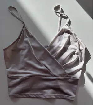 ZARA Silver Cropped Tank Top thumbnail 1