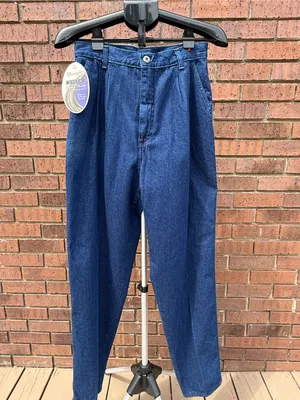 VTG Wrangler Riata Dark Denim Pleated Chino Pants Relaxed Casual Jeans Sz 10X32 thumbnail 2