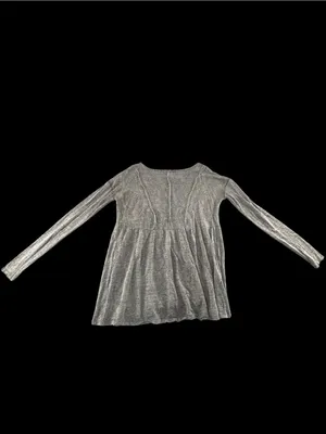 Free People Heather Gray Tunic with Lace Yoke thumbnail 10