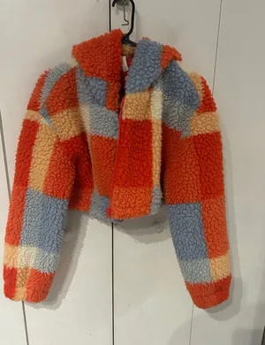Daily Practice by Anthropologie faux shearling patchwork crop zip-up jacket thumbnail 1