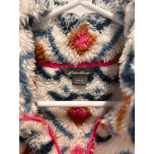 Eddie Bauer Womens Large Quarter Zip Sherpa Fleece Pullover Geometric Southwest‎ thumbnail 4