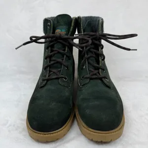 Wolverine Wilderness Forest Green Suede Lace Up Boots Wool Collar Lug‎ Sole 8.5 thumbnail 2