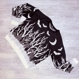 Thorn and fable hot topic sm haunted graveyard bat long sleeve sweater shirt thumbnail 3