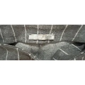 Zara Oversized‎ Pinstripe Tunic Mini Dress Women's S Gray Longline Shirt Dress thumbnail 4