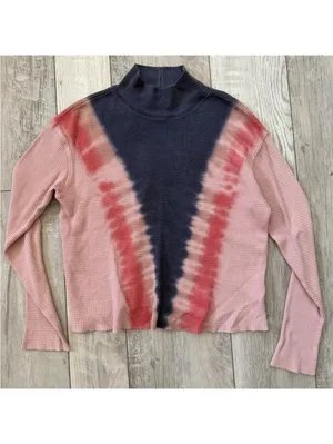 Anthropologie t. La Slouchy 90s Retro Tie Dye Waffle Knit Long Sleeve size small thumbnail 3