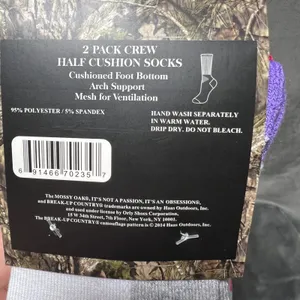Mossy Oak‎ Ladies Crew Half Cushion Socks 6 Pairs Grey White Pink Purple 4-10 thumbnail 4