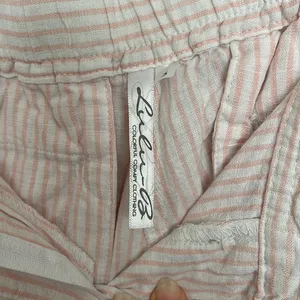 Lulu B 100%Linen White and Pink striped straight leg pants. thumbnail 2