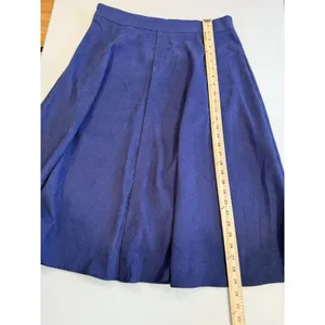 A Line Midi Skirt XL Navy Corduroy Prairie Retro Mod Minimalist Academia Cottage thumbnail 5