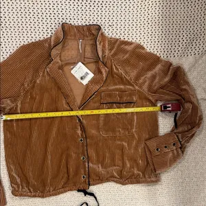 NEW Womens Free People Tan Corduroy Teddy Jacket L thumbnail 4