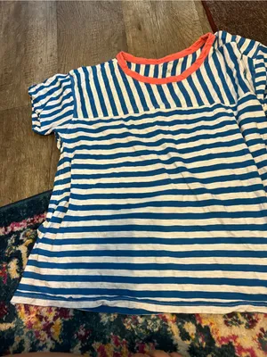 Pilcro medium blue and white striped top thumbnail 4