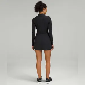 ၃၇NWT$148 retail Lululemon Nulux Long-Sleeve Tennis Dress Black thumbnail 5