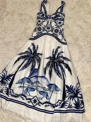 NEW Farm Rio Wonderful City Tropical Print Off White Maxi Dress sz XXS thumbnail 9