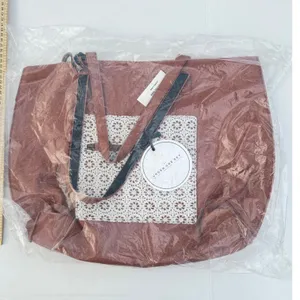 Y2k Under‎ One Sky Women Boho Natalya Reversible Crochet Pocket Tote Brown Black thumbnail 1