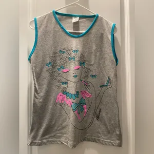 Sleeveless Cotton Top Size L, Gently Worn Gray Size L thumbnail 1