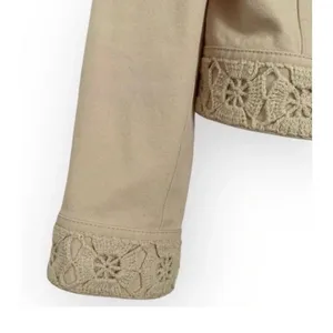 St. John Sport Ivory Stretch Cotton Jean/Denim Embroidered Jacket sz‎ S thumbnail 9