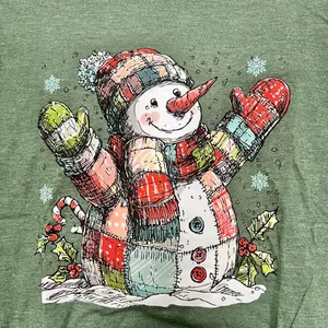 Source Unknown New Dark Green Happy Snowman Winter Graphic Sweatshirt Size L by Love in Faith thumbnail 2