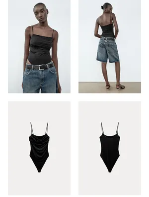 ZARA Draped Polyamide Bodysuit WHITE thumbnail 3