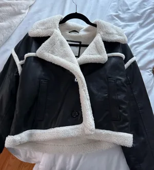 Fuzzy leather jacket  thumbnail 1