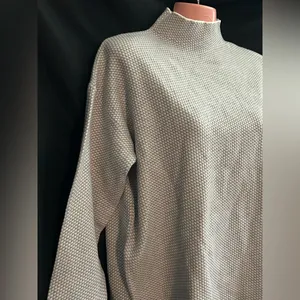 Adrienne Vittadini Heather Light Gray Textured Mock Cowl Sweater Women’s MD NWT thumbnail 7