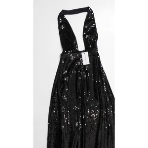 NWT!! WEWOREWHAT Black Sequin Halter Dress Full Length Maxi Glam Party‎ Size 2 thumbnail 3