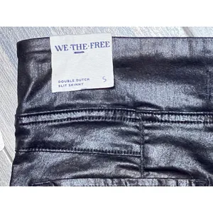 NWT Free People Double Dutch Slit‎ Skinny Pants Faux Leather Coated Black Size S thumbnail 12