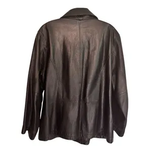 Outbrook Size 1X Vintage Collared Black Leather Zip-Up Jacket Coldwater Creek thumbnail 3