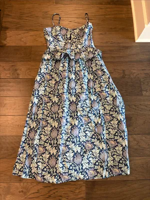 Tuckernuck Hyacinth House Blue Leafy Floral Maeve Midi Dress Sz S thumbnail 7
