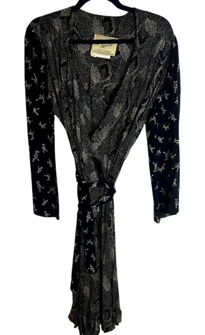 Vintage Sharon Rothfeld Sharon's World Wrap Dress Womens Size 11/12 Navy Silk thumbnail 1