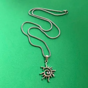 Titanium Steel Sun Pendant Necklace for Men Women,Unisex Hip Hop Necklace thumbnail 5