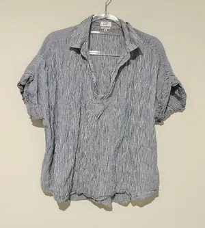 Crown & Ivy Popover Fit Lightweight Shirt Crinkle Buttons Down‎ Back blue medium thumbnail 1