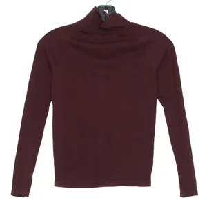 Intimately Free People Top Turtleneck Open Back Y2K Minimalist Grunge Maroon M/L thumbnail 1