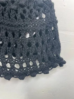ZARA Black Crochet Knit Tie Strap Crop Tank Top Boho Festival Beach Cover-Up S thumbnail 6