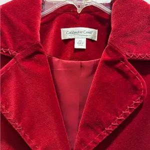 Women's red velvet blazer size M thumbnail 3