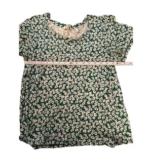 Adorable Lucky Brand women’s casual green white‎ floral tee shirt sz M thumbnail 6