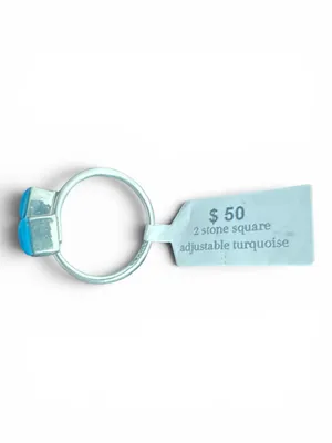 Sterling Silver Turquoise Double Stone Ring thumbnail 4
