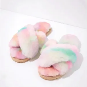 Anthropologie Cozy Multicolor Fuzzy Slippers thumbnail 3