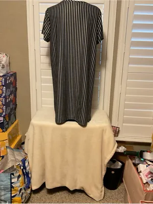 SHEIN Black and White Vertical Stripe Midi Dress thumbnail 3