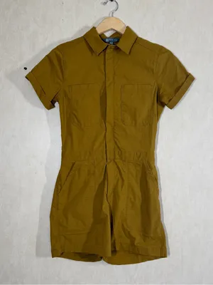 Title Nine Women’ Rosie Utility Romper Jumpsuit Ripstop Outdoor in Mustard XS thumbnail 2