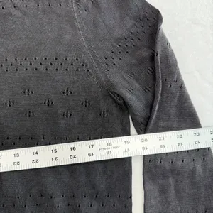 Rag & Bone Eyelet Knit Top Long Sleeve Cotton Blend Sweater Black Large‎ thumbnail 2