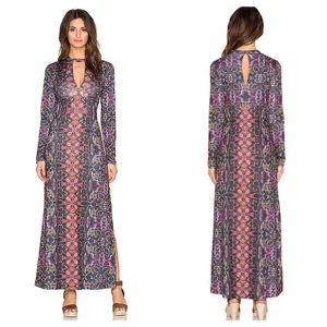 Free People Cabaret Long Sleeve Maxi Dress Medium Sunrise Combo Stretch thumbnail 2