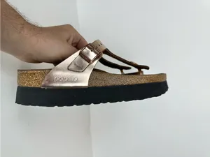 Birkenstock Papillio Gizeh Platform Rose Gold Leather Sandals Women’s 39 8-8.5 thumbnail 8